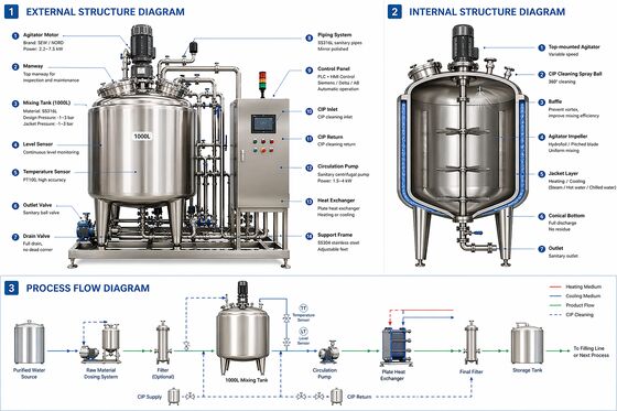 Sistema de Preparación de Soluciones Llave en Mano 3000L con Tanque SS316L (Cumplimiento GMP, Integración Completa del Proceso)